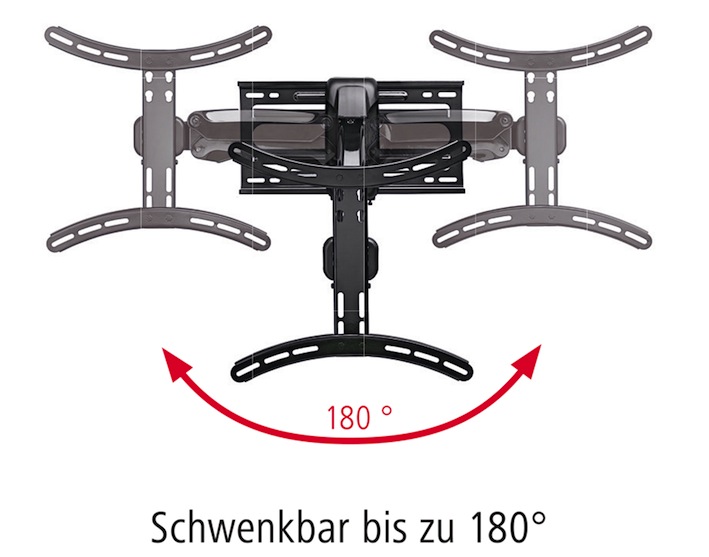 Gasfedern machen Hama-Wandhalterungen noch flexibler und bis zu 180° schwenkbar.